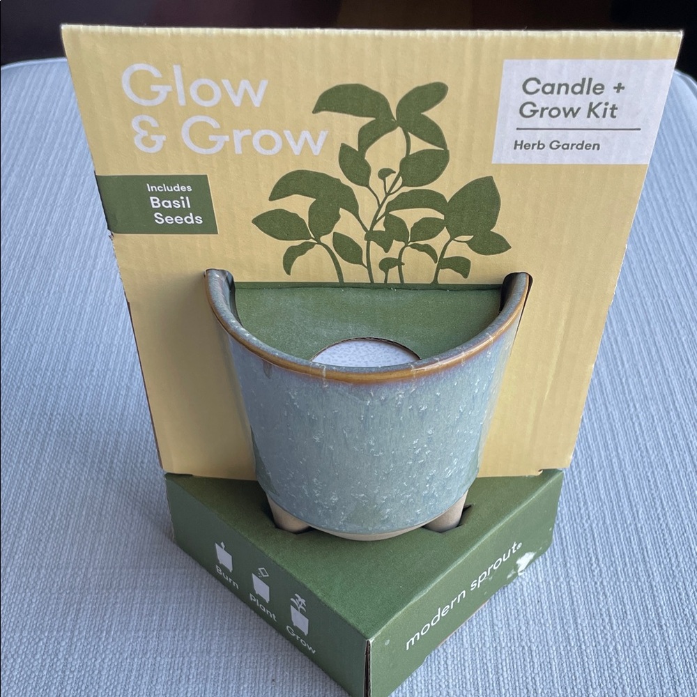 Modern sprout glow & grow Candle + grow kit herb garden